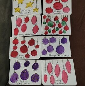 Christmas Ball Cards, Homemade, Lot Of 10